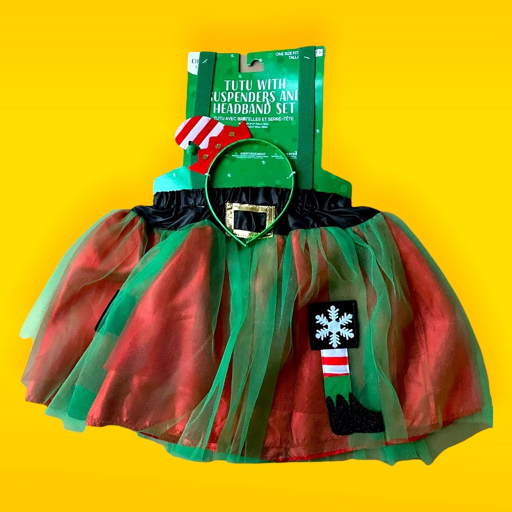Tutu With Suspenders & Headband Set | Elf Headband & Tutu | One Size Fits Most